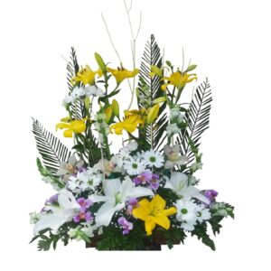 RAMO DE FLORES EN LIRIOS BLANCOS Y AMARILLOS