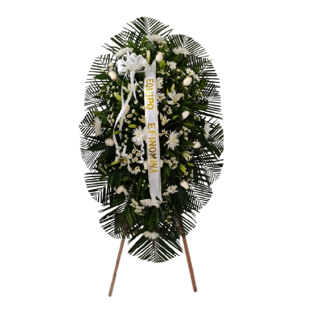 PEDESTAL FUNEBRE ROSA BLANCA Y CHIROSA Y LIRIOS