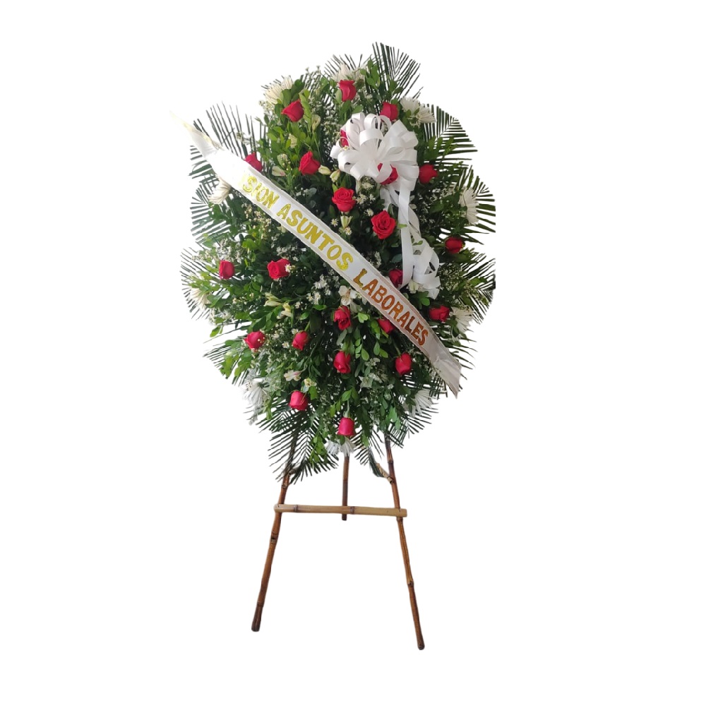 PEDESTAL ROSA ROJA Y CHIROSA BLANCA