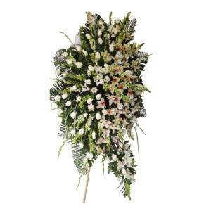 PEDESTAL FUNEBRE ROSA BLANCA Y ORQUIDEA